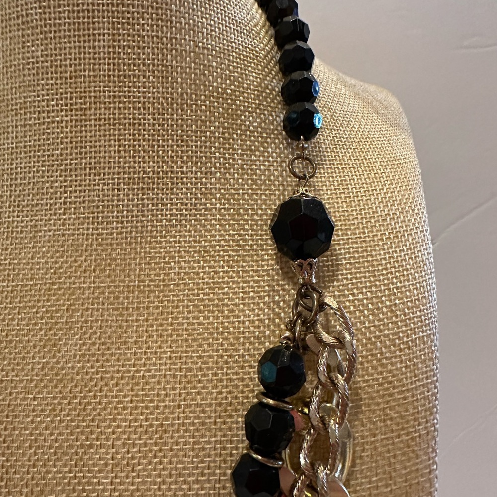 Chunky Statement Necklace- Multistrand Thrice Gol… - image 7